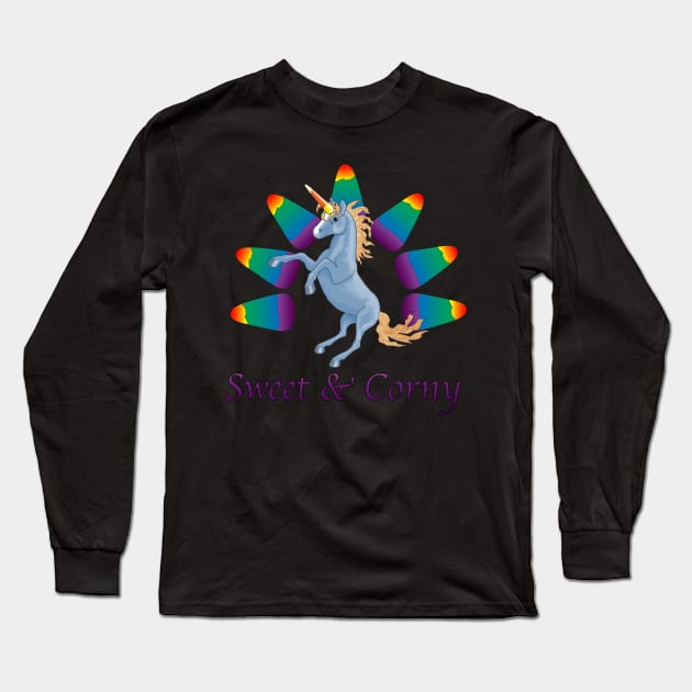 "Sweet & Corny" Unicorn Halloween Candy Design Long Sleeve T-Shirt by StephJChild